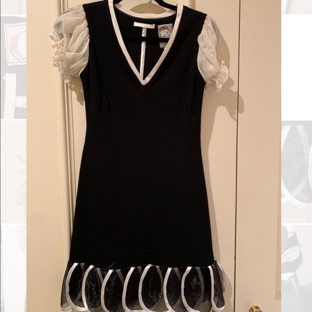 Black Petal Dress w/ white trimming Yoana Baraschi